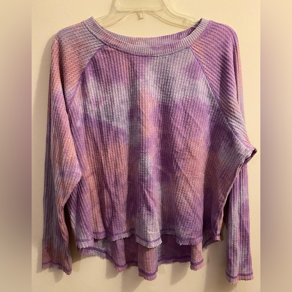 Purple tie dye waffle shirt